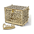 Jolik DIY Wedding Card Box, Large Rustic Locking Money Box Holder for Wedding Reception, Gift Card & Envelope Storage, Anniversary & Birthday Party Decoration (Yellow)