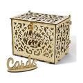 Jolik Wedding Card Box with Sign, Large Rustic Locking Money Box Holder for Wedding Reception, Gift Card & Envelope Storage, DIY Anniversary & Birthday Party Decoration (Yellow)