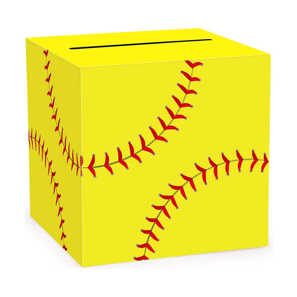 Hxezoc Softball Card Box Sports Party Favors Post Box Cardboard Receiving Money Holder for Softball Theme Wedding Reception, Baby Showers, Anniversary, Birthday Party, Table Centerpiece Decorations