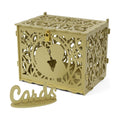 Jolik Wedding Card Box with Sign – Large Rustic Wedding Money Box Holder, DIY Envelop Gift Card Shadow Boxes for Wedding Reception, Anniversary, Graduation, and Birthday Parties (Gold)