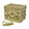 Jolik DIY Wedding Card Box with Lock, Large Money Box Holder with Card Sign for Wedding Reception, Gift Card & Envelope Storage, Anniversary & Birthday Party Decoration (Gold)