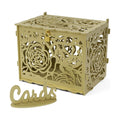 Jolik DIY Wedding Card Box, Large Rustic Locking Money Box Holder for Wedding Reception, Gift Card & Envelope Storage, Anniversary & Birthday Party Decoration, Bridal or Baby Showers (Gold)