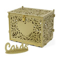 Jolik Love Wedding Card Box with Sign, Large Rustic Locking Money Box Holder for Wedding Reception, Gift Card & Envelope Storage, DIY Anniversary & Birthday Party Decoration (Gold)
