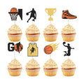 Hooqict 40Pcs Basketball Cupcake Toppers Basketball Birthday Party Cupcake Topper Cake Decorations for Kids Baby Shower Sports Theme Party Decorations Supplies