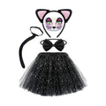 Dolkoic Black Cat Costume Set Cat Ears Headband Sequined Tutu for Women Book Week Halloween Cosplay