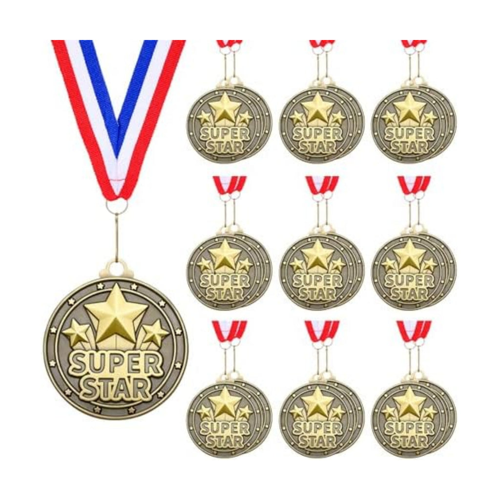 20 Pcs 2'' Awards Medals Bulk Winner Medals with Neck Ribbons Metal Trophy Award Prize Gift for Tournaments, Competitions, Party, Kids and Adults
