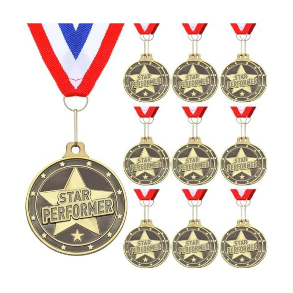20 Pcs 2'' Awards Medals Bulk Winner Medals with Neck Ribbons Metal Trophy Award Prize Gift for Tournaments, Competitions, Party, Kids and Adults