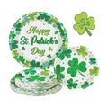 Litmitfu 24 Pcs Happy St Patricks Day Plates Set - Disposable Green Shamrock Paper Plate, Irish Round Dinner Dessert Plate Dinnerware Kit for St Patrick's Day Party Decorations Supplies Table Decor