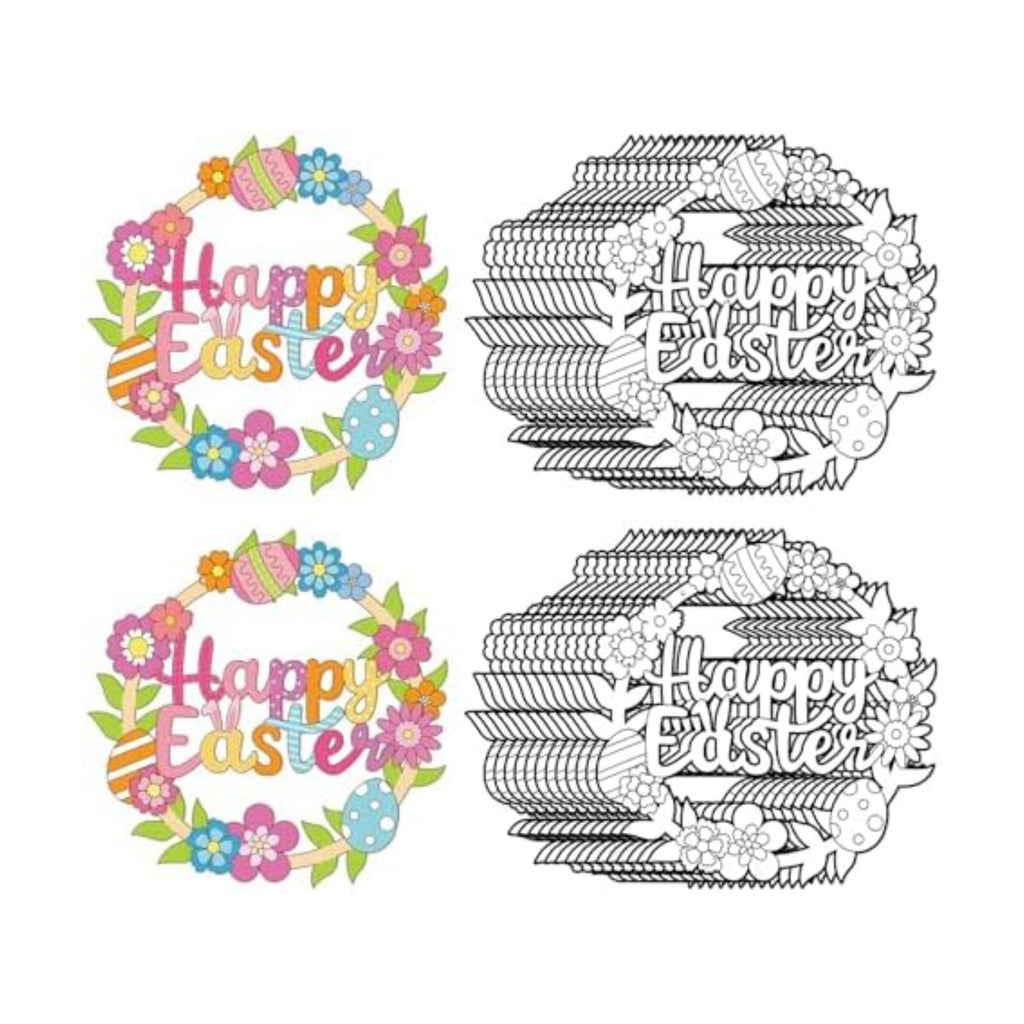 Sereliy 24 Pcs Easter Coloring Wreath Crafts, Color Your Own Easter Crafts, DIY Paper Eggs Wreath for Home Activities Games. (Egg.24PCS)