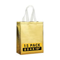 RACETOP Reusable Gold Gift Bags Medium Size 15 Pack with Handles for Party