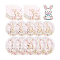 150 Pcs Easter Paper Plates and Napkins Sets Party Supplies - Disposable Cute Pink Plaid Easter Bunny Eggs Dinner Plate Napkin Paper Tableware for Spring Easter Table Decorations Party Supply,Serve 50