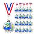 20 Pcs Reading Medals Bulk 2'' Book Worm Reading Award Medals with Neck Ribbon Trophy Prizes Winner Gift for School Classroom Students Teaching Competitions Supplies