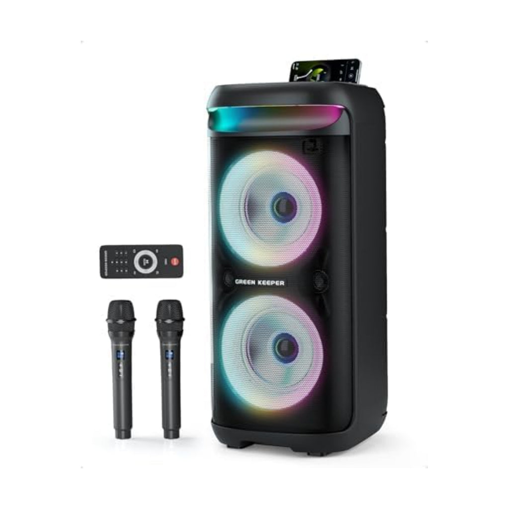 GKD60 Karaoke Machine with 2 Wireless Microphones for Adults, Portable Bluetooth Party Speaker, 500W Peak Power PA System with LED Disco Lights, 6.5'' Speaker Big Sound, 8000mAh Battery for Outdoor
