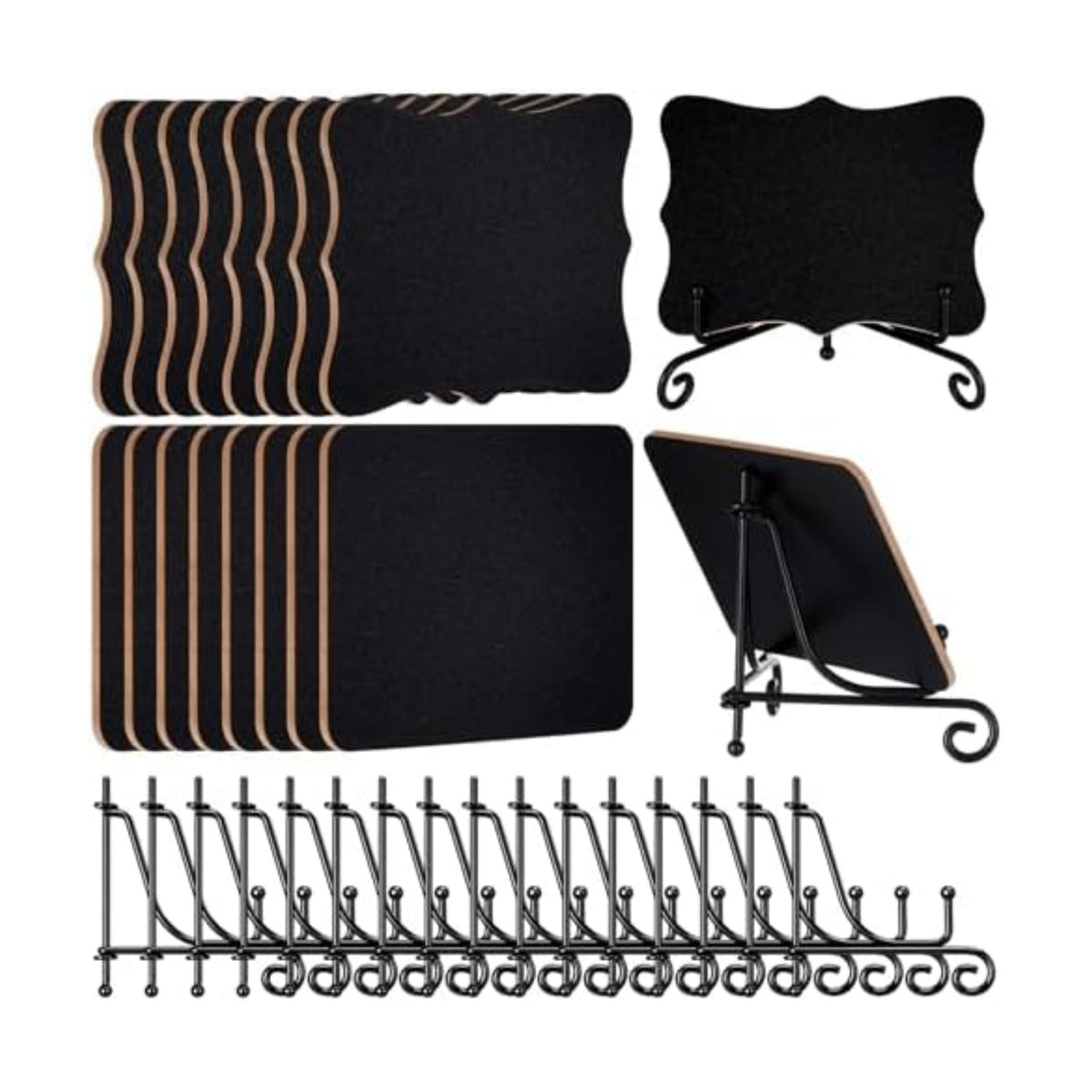 16 Set Mini Chalkboard Signs with Iron Stand Food Labels, Black