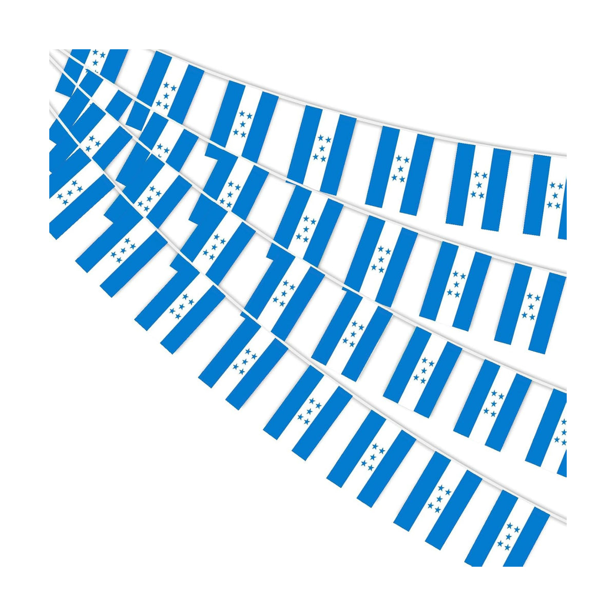 AhfuLife 30 Pcs Honduras String Flags for Independence Day Decorations, Small Honduran Flag Bunting Banner - Double Sided for National Day Festival Party Decorations (5.5×8.3 Inch-33 Ft)
