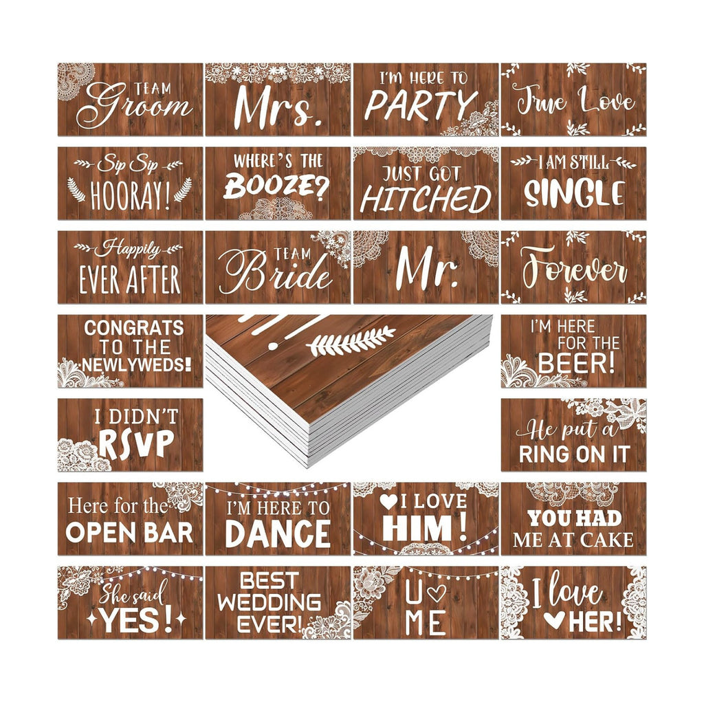 Beeveer 24 Designs Rustic Wedding Photo Booth Props, Wood Lace Photoshoot