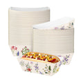 Funnymoom 100 Pcs Wildflower Paper Food Trays Floral Food Serving Trays 4.13 x 2.2 Inches Disposable Vintage Nacho Boat for Spring Birthday Flower Baby Shower Bridal Wedding Tea Party Supplies
