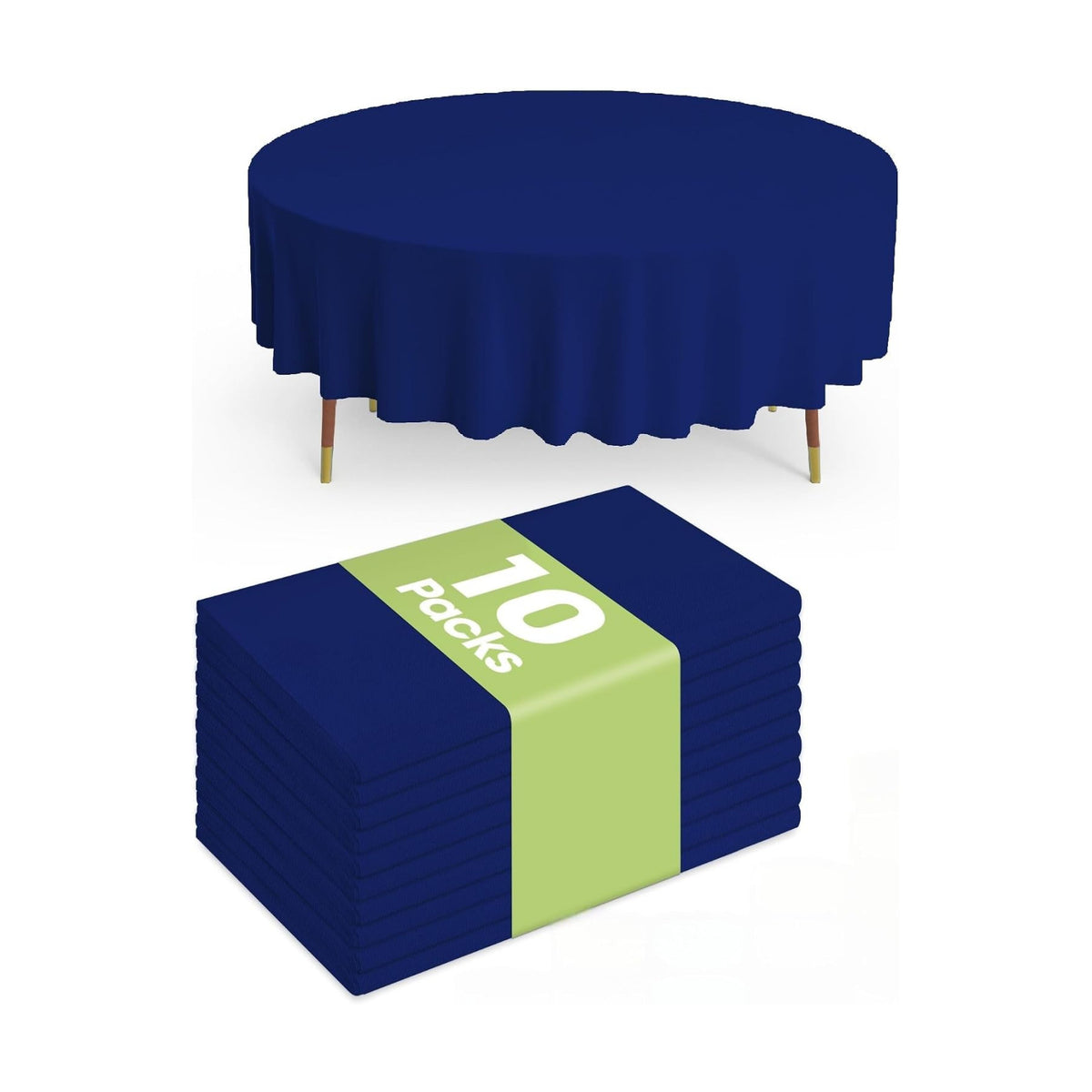 Pureegg Plastic Table Cloth Disposable 84 Inch Round 10 Pack, Navy Blue