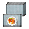 Bloss Blue Grey Boho Placemats Set of 4-12x18Inch Washable Table Mats
