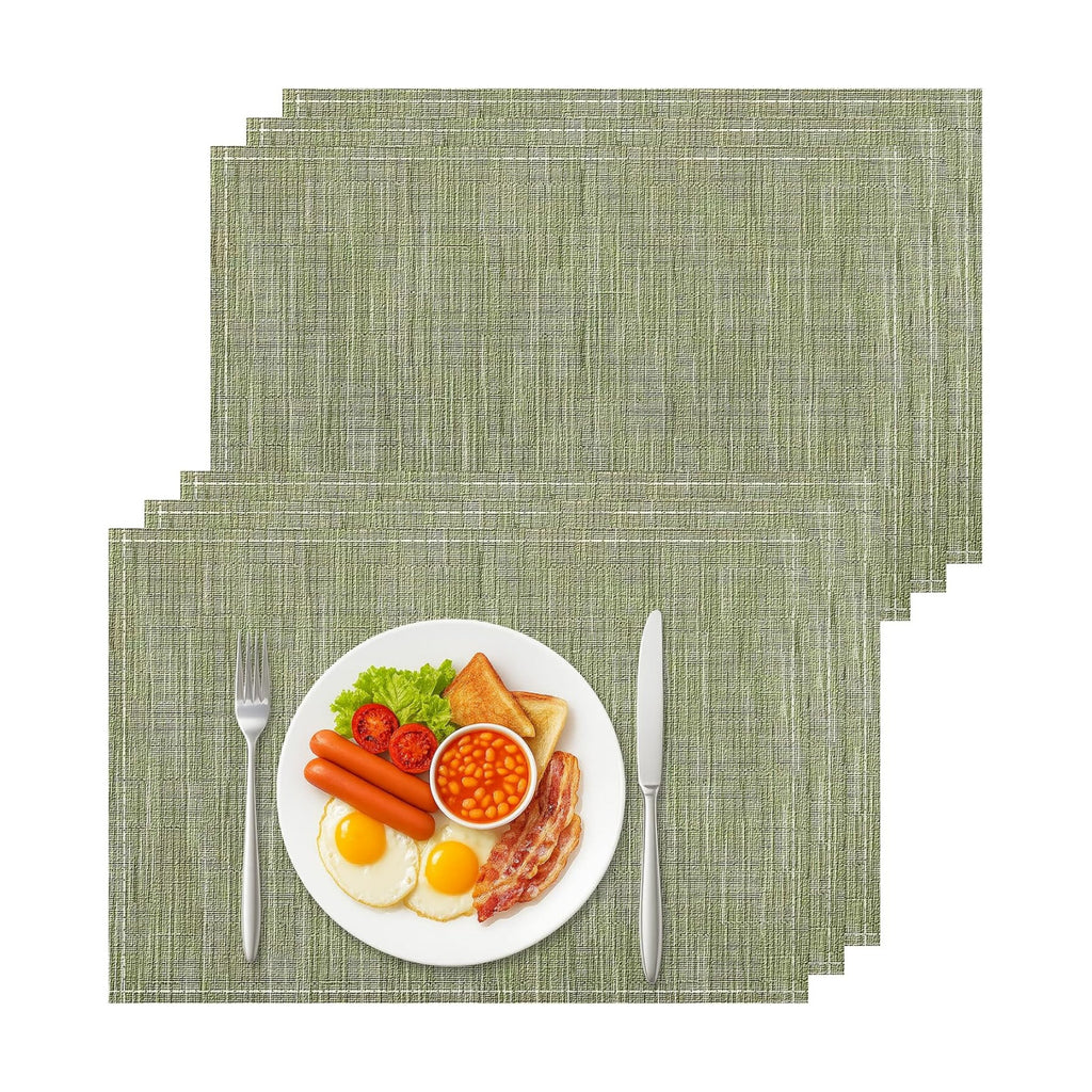 Bloss Green Placemats Set of 6-12x18 Inch Washable Easy to Clean Table Mats
