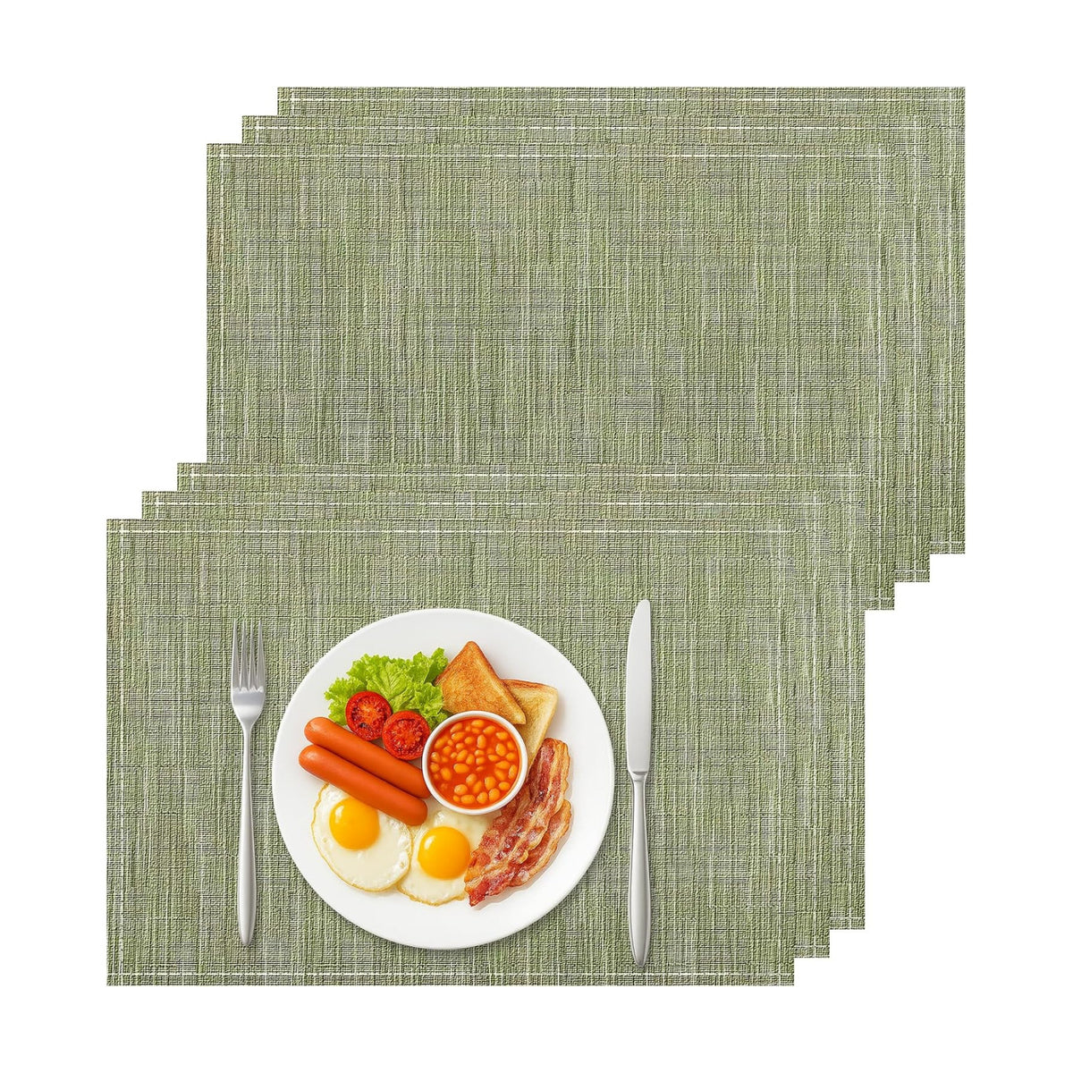Bloss Green Placemats Set of 6-12x18 Inch Washable Easy to Clean Table Mats