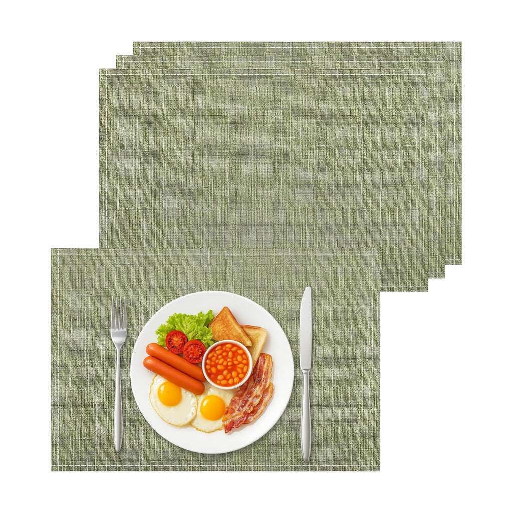 Bloss Green Placemats Set of 4-12x18 Inch Washable Easy to Clean Table Mat
