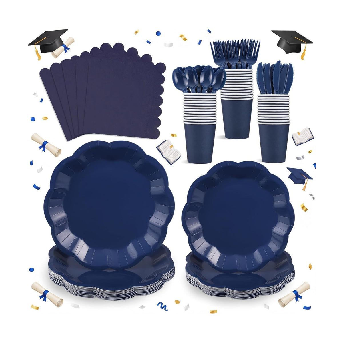 175 Pcs Navy Blue Plates and Napkins Serve Blue Party Supplies 25 Guest