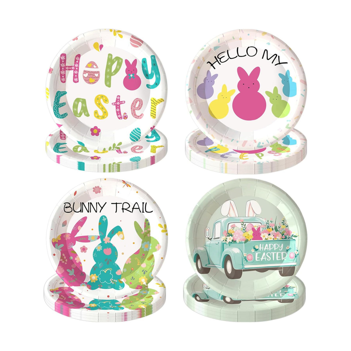 48 PCS Easter Paper Plates, Bunny Party Plates 7 inch Disposable Green Cake Dessert Plate for Holiday St Patricks Day Party Supplies (Easter)