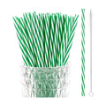 JANYUN 30 Pcs Green and White Straws Plastic, Reusable St Patricks Straws