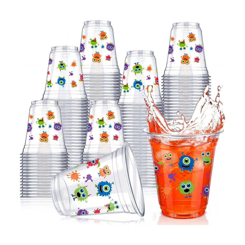 Uiifan 50 Pcs Halloween Monster Cups Little Monster Birthday Party Supplies
