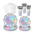 175 Pcs Iridescent Plates and Napkins Iridescent Party Supplies Serve 25 Guest