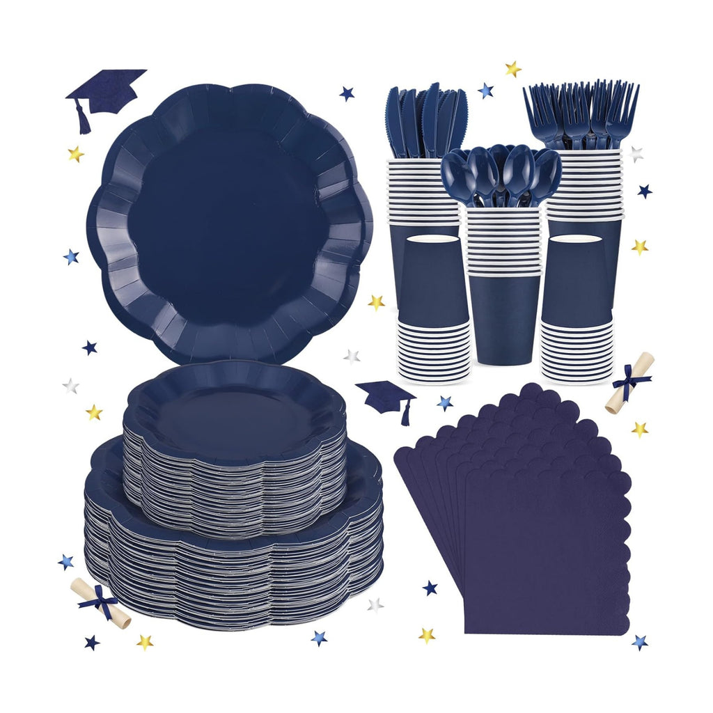 350 Pcs Navy Blue Plates and Napkins Blue Party Supplies Serve 50 Guest