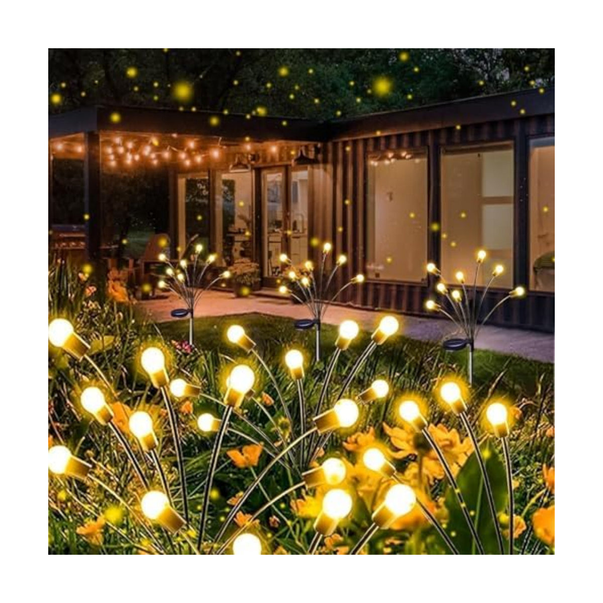 Solar Garden Lights Outdoor 8 Pack 64 LED Solar Firefly Lights Warm White