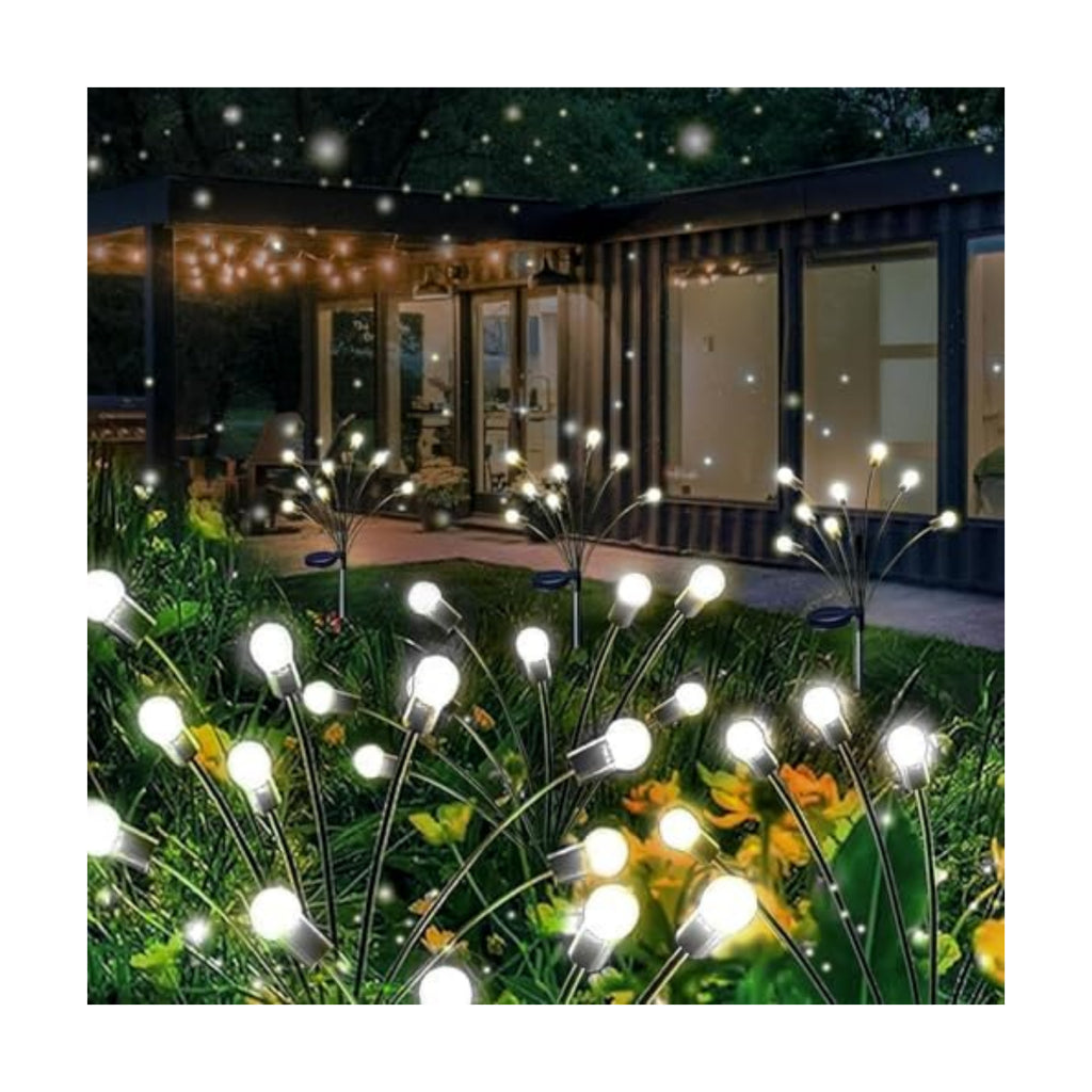 Solar Garden Lights Outdoor 8 Pack 64 LED Solar Firefly Lights Cool White