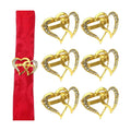 Gold Love Heart Napkin Rings Set of 6, Metal Valentine's Day Napkin Holders, Valentine's Day Decors Mother's Day Wedding Dinner Home Table Decorations Party Supplies