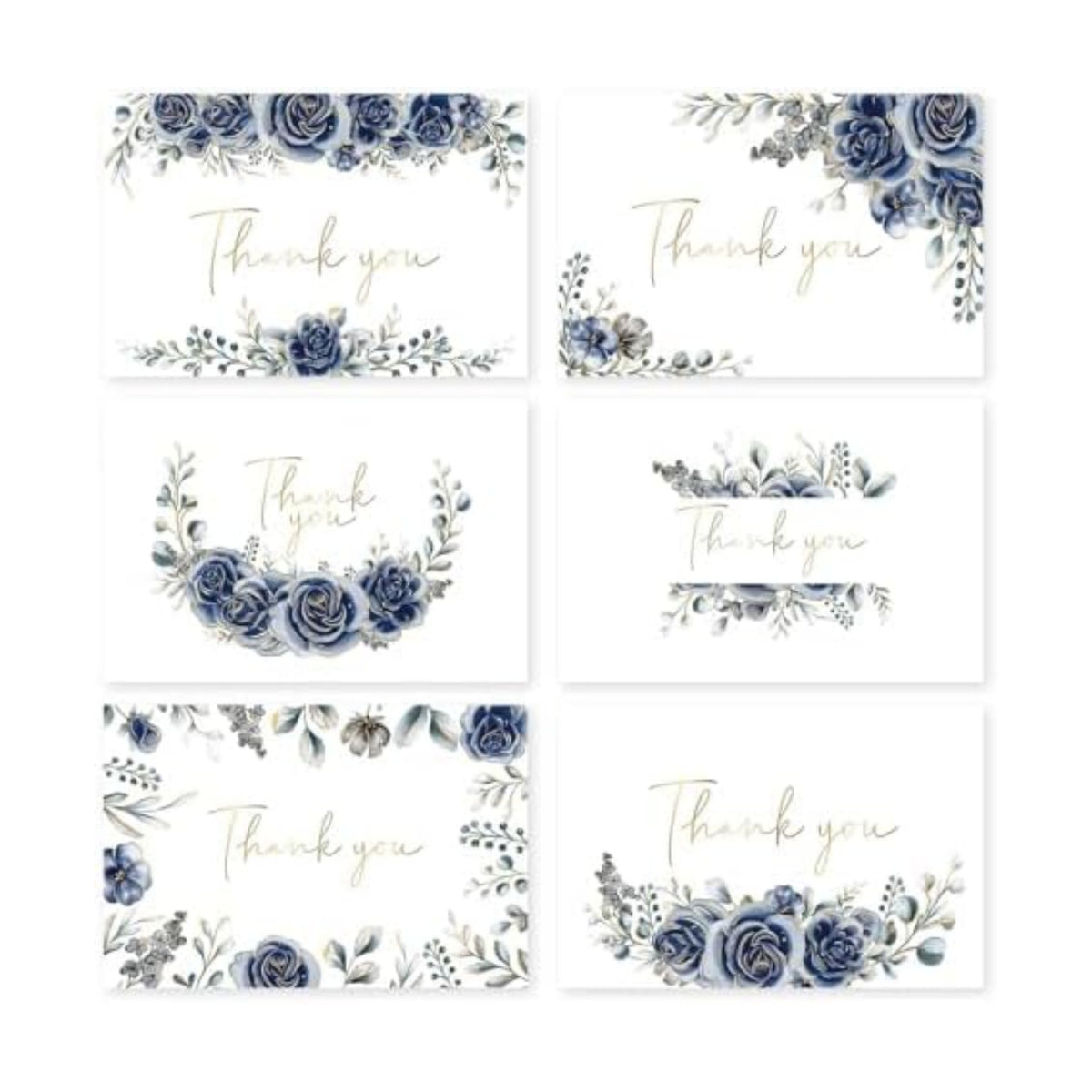 48 Pack Pre-Folded Floral Thank You Cards with Envelopes, 6 Designs
