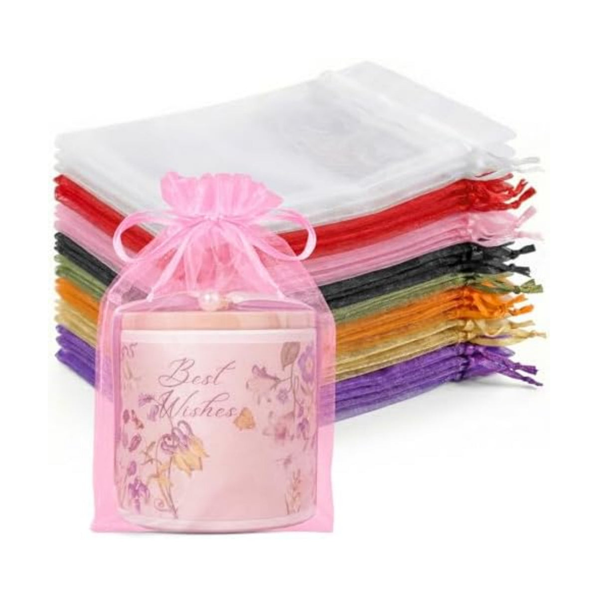 Crweety 50Pcs Large Organza Bags 6x9, Small Mesh Gift Bags Drawstring