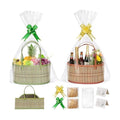 Gift Baskets Empty Hamper Basket 2 Color Gift Box DIY Gift Hamper Sets with 2 Bags,2 Bows ,2 Greeting Card and Raffia Birthday Present,Easter, Christmas , Graduations, Wedding Thanksgiving Gift Kit