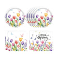 40Pcs Wildflower Party Decorations Tulip Floral Paper Plate and Napkins Flower Theme Birthday Decorations Serves 20 Guests Spring Easter Bridal Shower Baby Shower Wedding Mother's Day Party Supplies