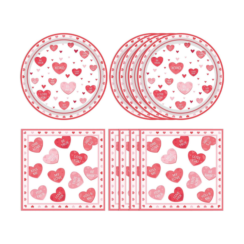 40PCS Valentine's Day Decorations,Pink Love Red Heart Valentines Plates and Napkins Party Supplies Disposable Tableware Set for Valentines Day Birthday Anniversaries Wedding,Serve 20 Guests