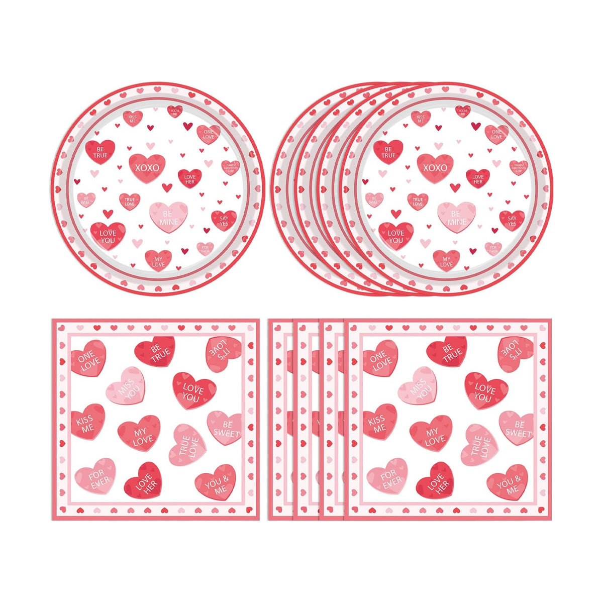 40PCS Valentine's Day Decorations,Pink Love Red Heart Valentines Plates and Napkins Party Supplies Disposable Tableware Set for Valentines Day Birthday Anniversaries Wedding,Serve 20 Guests
