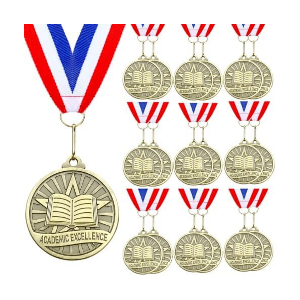 20 Pcs 2'' Awards Medals Bulk Winner Medals with Neck Ribbons Metal Trophy Award Prize Gift for Tournaments, Competitions, Party, Kids and Adults