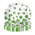25 Pcs Green Shamrock Paper Plates, 12 Inch Oval Disposable Dinner Plates, Heavy Duty Grease Resistant Party Plates for Earth Day, Spring Picnic, Garden Party, Classroom Events