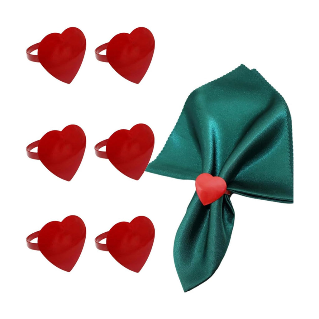6 PCS Love Heart Valentine's Day Napkin Rings, Metal Napkin Holders, Mother's Day Wedding Valentine's Day Dinner Home Table Decorations Party Supplies