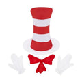 4 PCS Cat Hat Halloween Costume Accessories, Red White Striped Hat/Red Bow Tie/White Gloves for World Book Day Halloween Cosplay and Dress Up