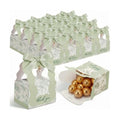 ForraFun 50 Sets Floral Wedding Favor Boxes with Pearl Pendant Bow, Green