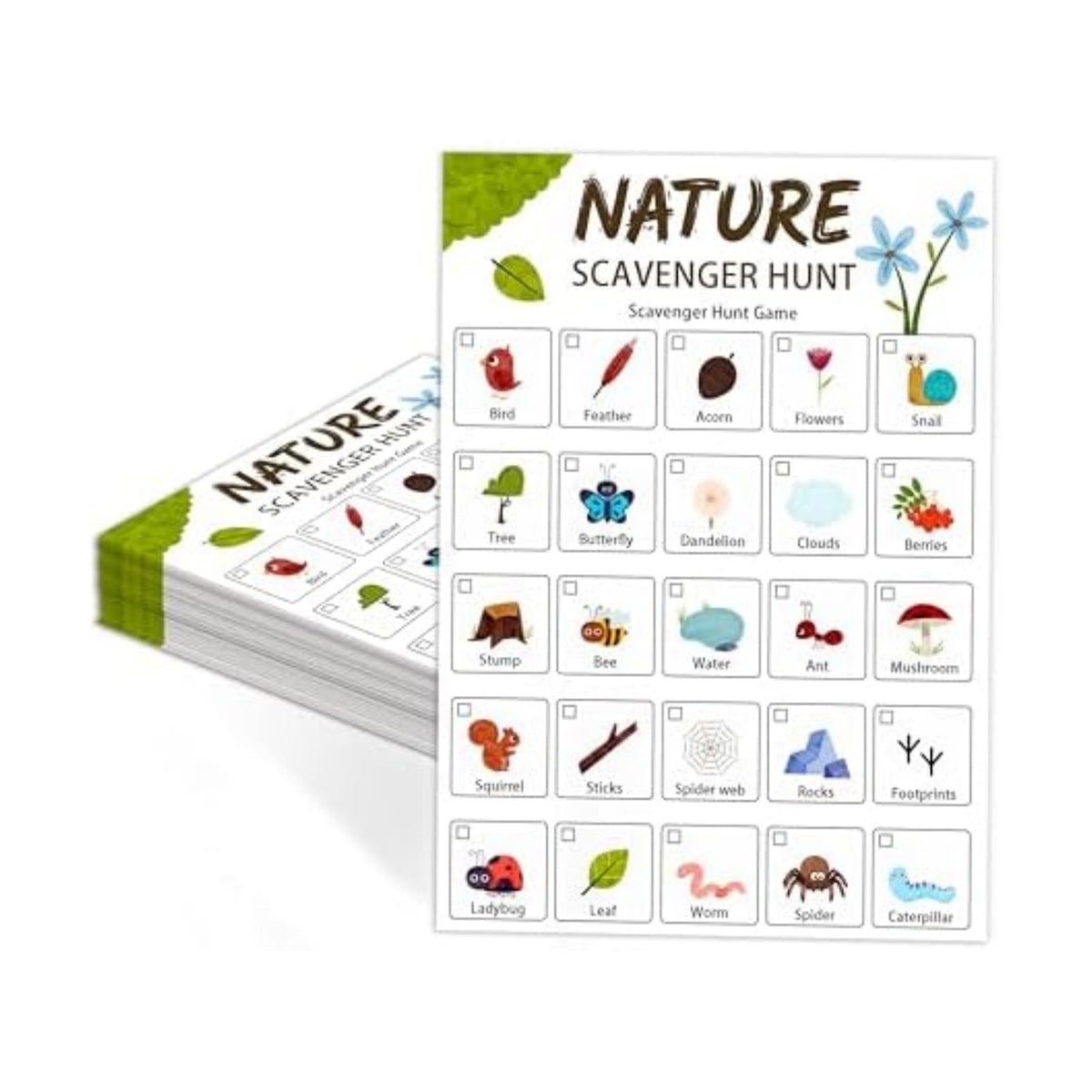 Nature Scavenger Hunt Card for Road Trips and Camping