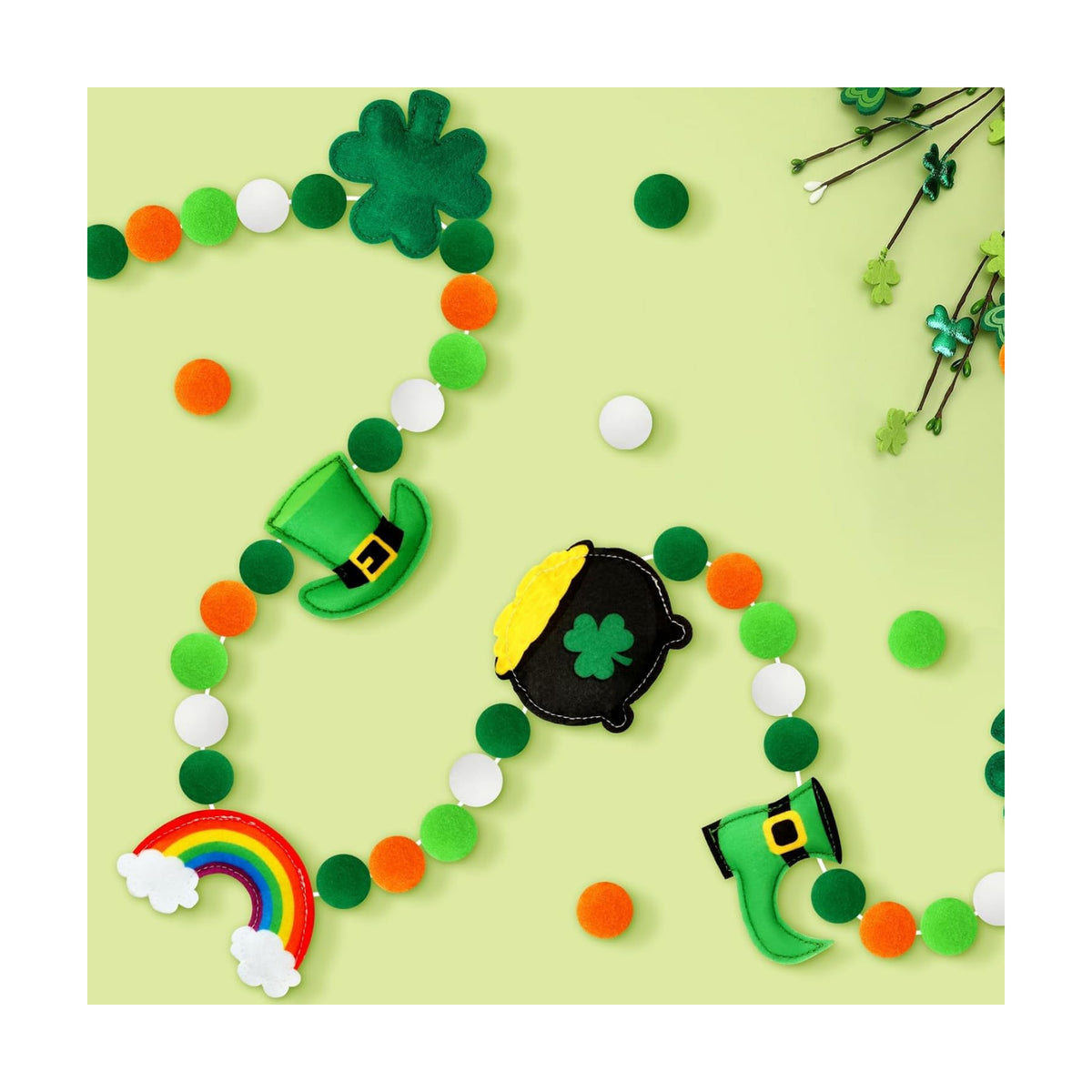 Jansun 8.2Ft 3D Felt St. Patrick's Day Garland