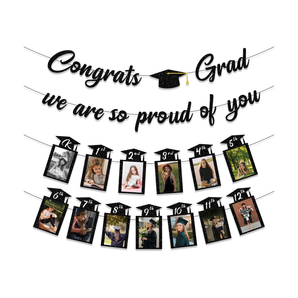 Graduation Decorations 2026 Party Supplies, Pre-strung K-12th Grade Photo Banner, Congrats Grad Class of 2026 We Are So Proud of You