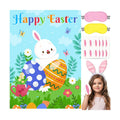 Pin The Ears on The Bunny Game for Kids, Happy Easter Rabbit Poster with 24Pcs Stickers Fun Family School Classroom Activities Spring Holiday Egg Hunt Birthday Party Decoration Supplies Wall Decor